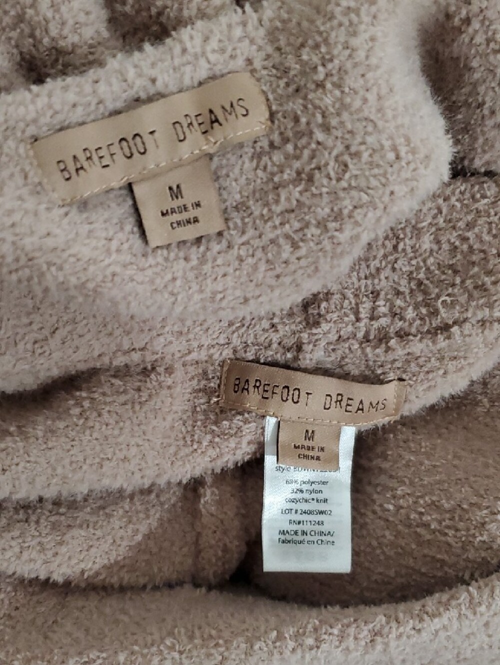Barefoot Dreams CozyChic Luxe Cropped Cami & Jogger Set In Nude Size M - Picture 14 of 15